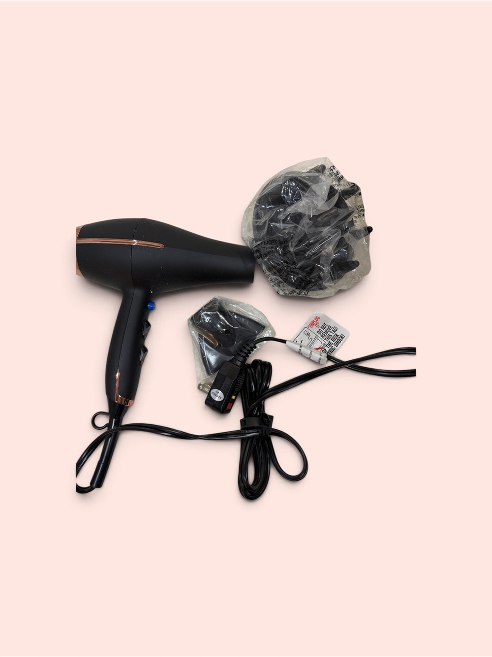 NWOT Con Air Infinity Pro Black Hair Dryer with Diffuser and Attachments